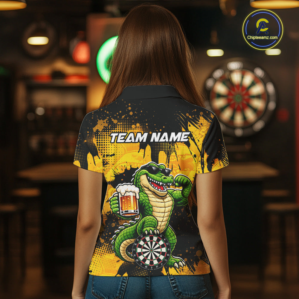 Custom Funny Beer Alligator Darts Shirt for Women Darts Team Jerseys Dart League Shirts NNT316