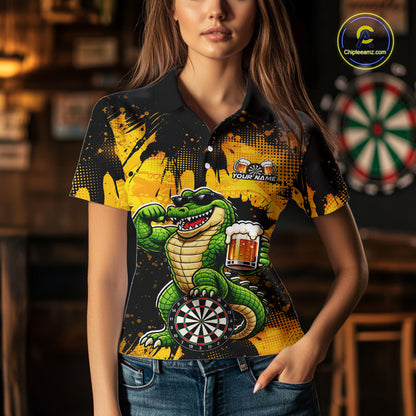 Custom Funny Beer Alligator Darts Shirt for Women Darts Team Jerseys Dart League Shirts NNT316