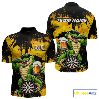 Custom Funny Beer Alligator Darts Shirt for Men Darts Team Jerseys Dart League Shirts NNT316