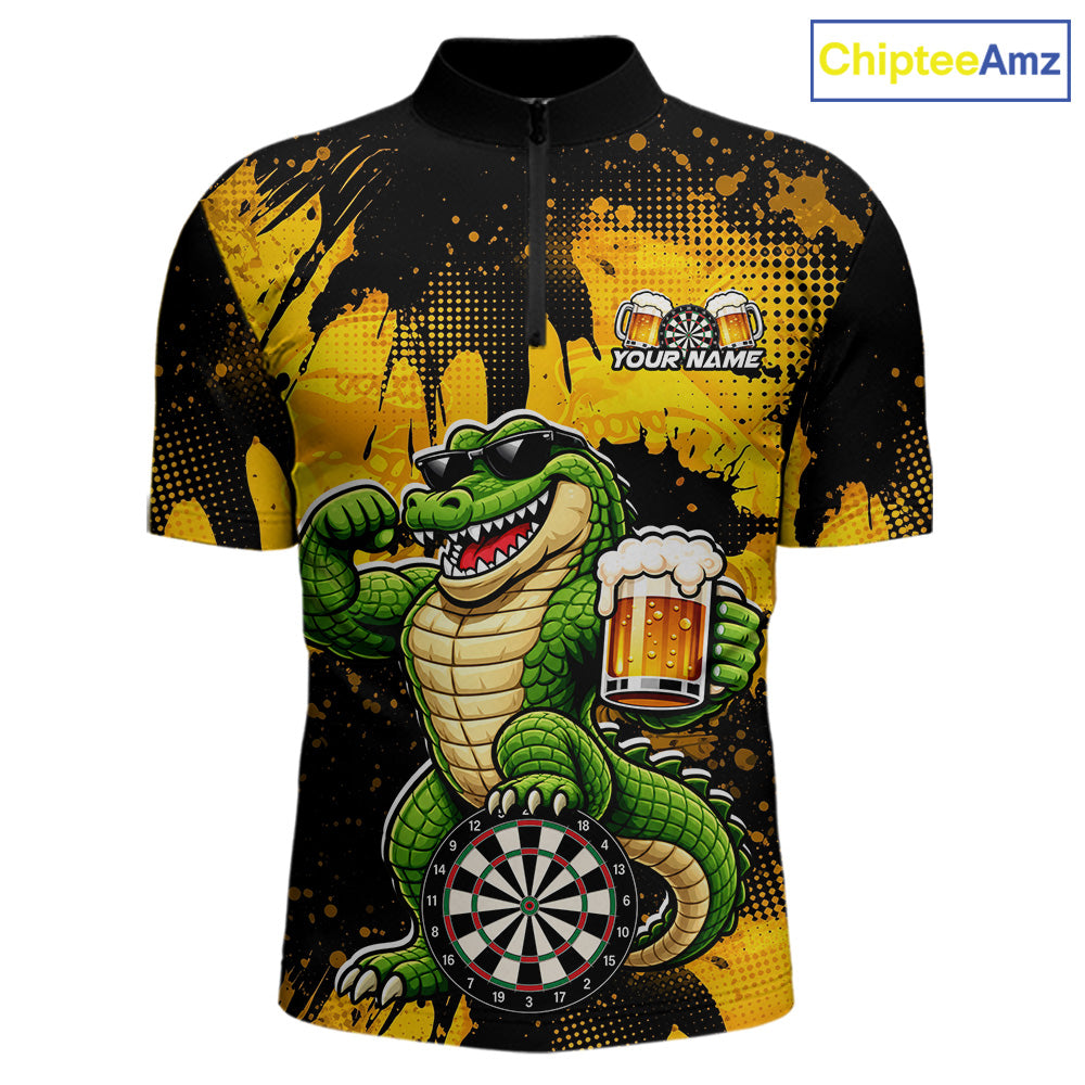 Custom Funny Beer Alligator Darts Shirt for Men Darts Team Jerseys Dart League Shirts NNT316