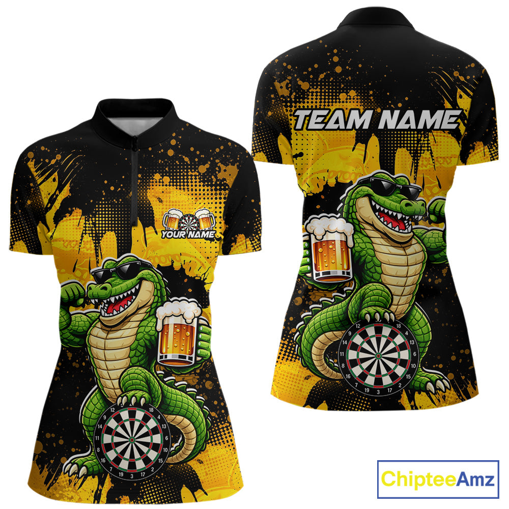 Custom Funny Beer Alligator Darts Shirt for Women Darts Team Jerseys Dart League Shirts NNT316