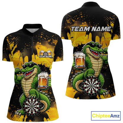 Custom Funny Beer Alligator Darts Shirt for Women Darts Team Jerseys Dart League Shirts NNT316
