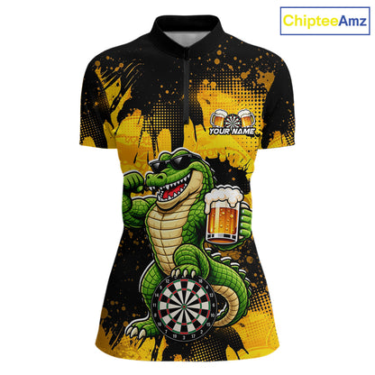Custom Funny Beer Alligator Darts Shirt for Women Darts Team Jerseys Dart League Shirts NNT316