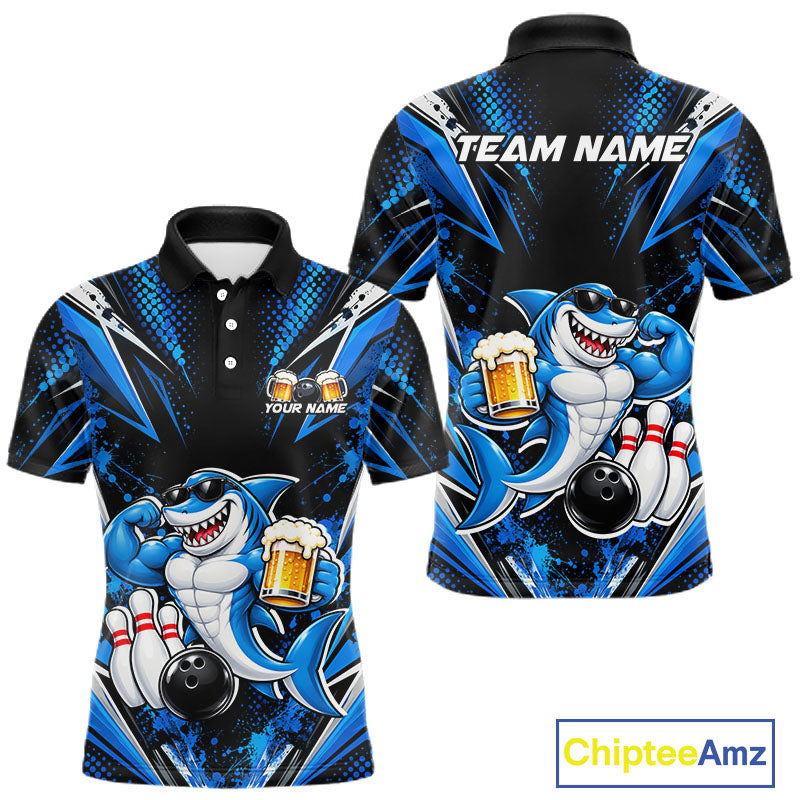 Custom Funny Beer Shark Bowling Shirts For Men, Bowling Team Jersey Bowling Tournament HNT646