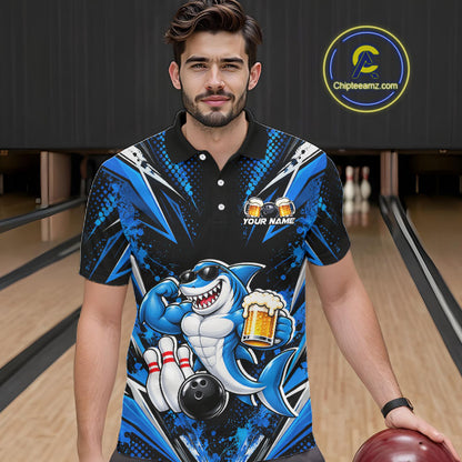 Custom Funny Beer Shark Bowling Shirts For Men, Bowling Team Jersey Bowling Tournament HNT646