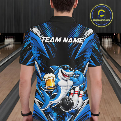 Custom Funny Beer Shark Bowling Shirts For Men, Bowling Team Jersey Bowling Tournament HNT646