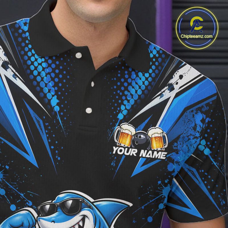 Custom Funny Beer Shark Bowling Shirts For Men, Bowling Team Jersey Bowling Tournament HNT646