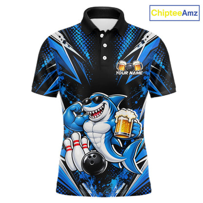 Custom Funny Beer Shark Bowling Shirts For Men, Bowling Team Jersey Bowling Tournament HNT646