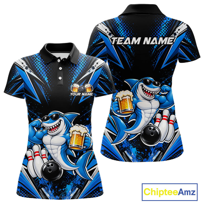 Custom Funny Beer Shark Bowling Shirts For Women, Bowling Team Jersey Bowling Tournament HNT646