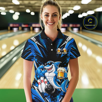 Custom Funny Beer Shark Bowling Shirts For Women, Bowling Team Jersey Bowling Tournament HNT646