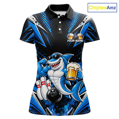 Custom Funny Beer Shark Bowling Shirts For Women, Bowling Team Jersey Bowling Tournament HNT646