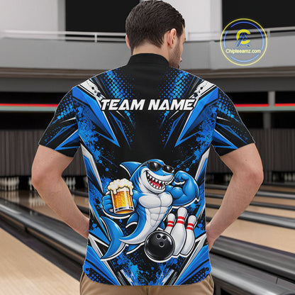 Custom Funny Beer Shark Bowling Shirts For Men, Bowling Team Jersey Bowling Tournament HNT646
