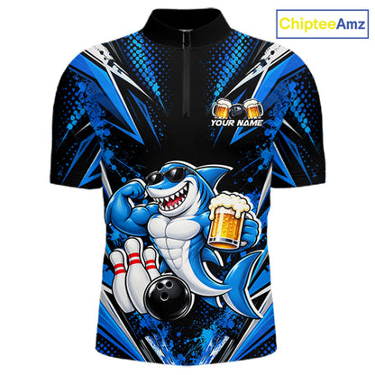 Custom Funny Beer Shark Bowling Shirts For Men, Bowling Team Jersey Bowling Tournament HNT646