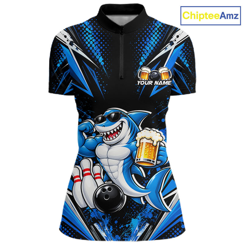 Custom Funny Beer Shark Bowling Shirts For Women, Bowling Team Jersey Bowling Tournament HNT646