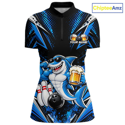 Custom Funny Beer Shark Bowling Shirts For Women, Bowling Team Jersey Bowling Tournament HNT646