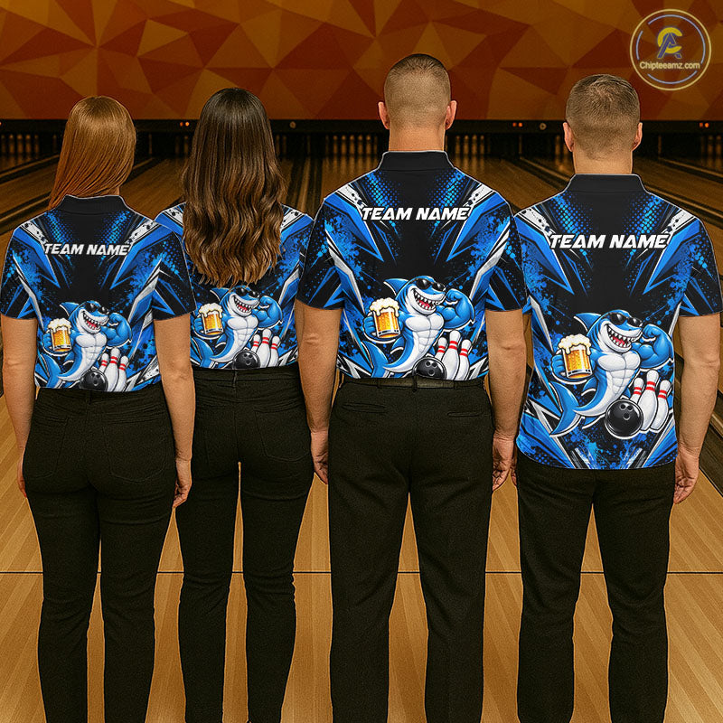 Custom Funny Beer Shark Bowling Shirts For Men, Bowling Team Jersey Bowling Tournament HNT646