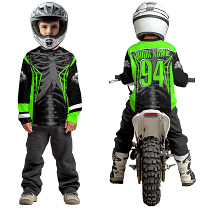 Custom Green Cool Bone Side by Side Shirts UTV Racing Jersey Motocross Jersey Men Women UPF30+ DNT92