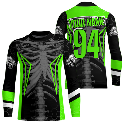 Custom Green Cool Bone Side by Side Shirts UTV Racing Jersey Motocross Jersey Men Women UPF30+ DNT92