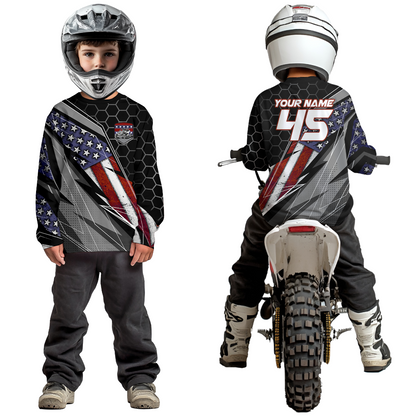 Custom Black US Flag UTV Off-Road Shirts Side by Side UTV Motocross Shirt Men Women UPF30+ DNT93