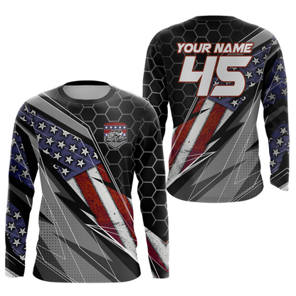 Custom Black US Flag UTV Off-Road Shirts Side by Side UTV Motocross Shirt Men Women UPF30+ DNT93