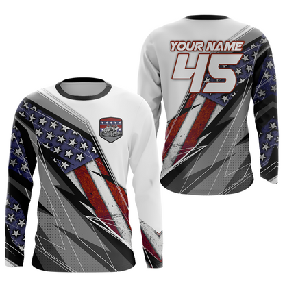 Custom White US Flag UTV Off-Road Shirts Side by Side UTV Motocross Shirt Men Women UPF30+ DNT93