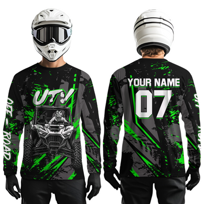 Custom Green UTV Off-Road Shirts Side by Side UTV Motocross Racing Shirt Men Women UPF30+ DNT94