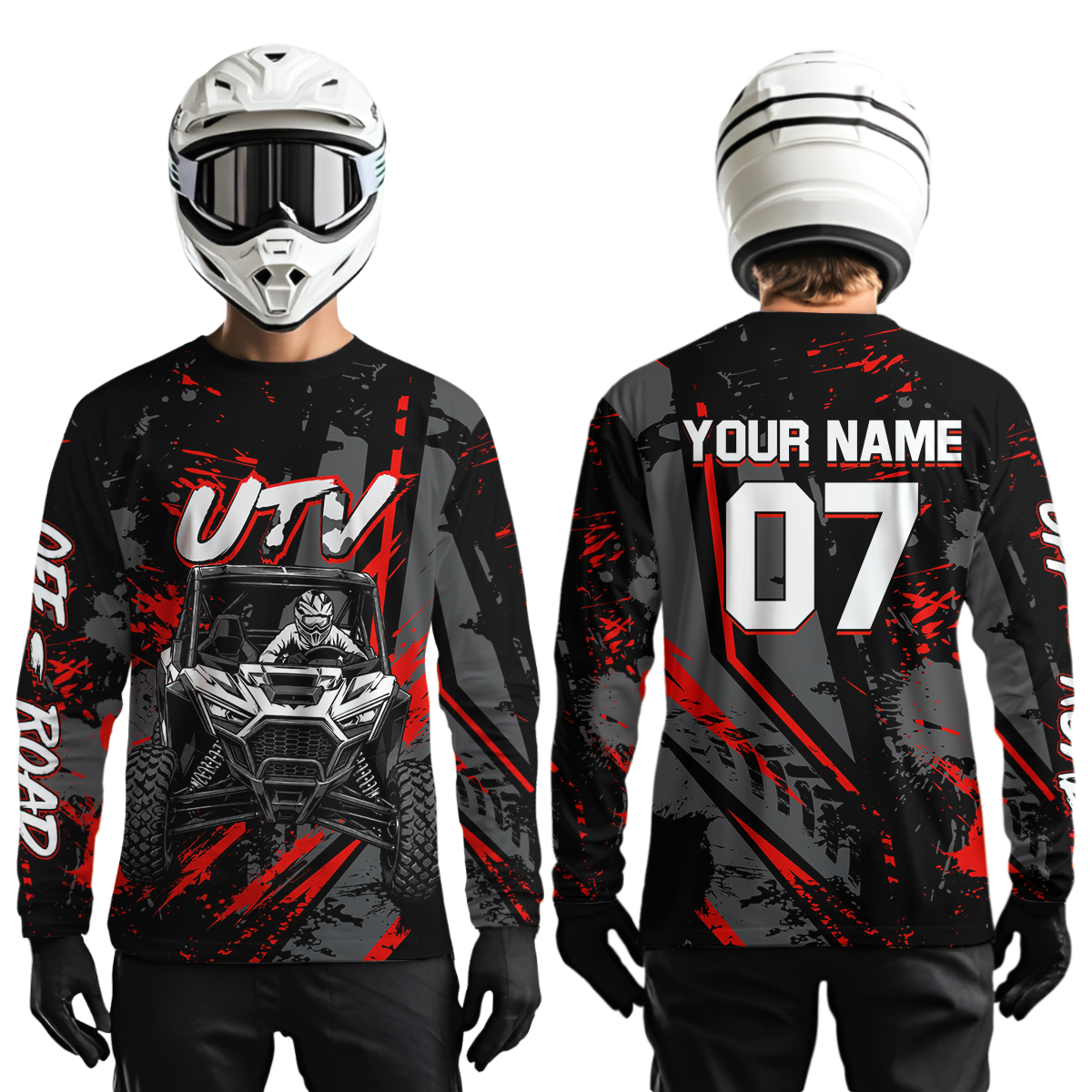 Custom Red UTV Off-Road Shirts Side by Side UTV Motocross Racing Shirt Men Women UPF30+ DNT94