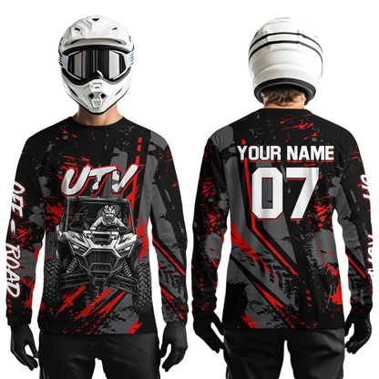 Custom Red UTV Off-Road Shirts Side by Side UTV Motocross Racing Shirt Men Women UPF30+ DNT94