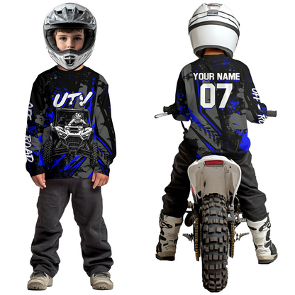 Custom Blue UTV Off-Road Shirts Side by Side UTV Motocross Racing Shirt Men Women UPF30+ DNT94