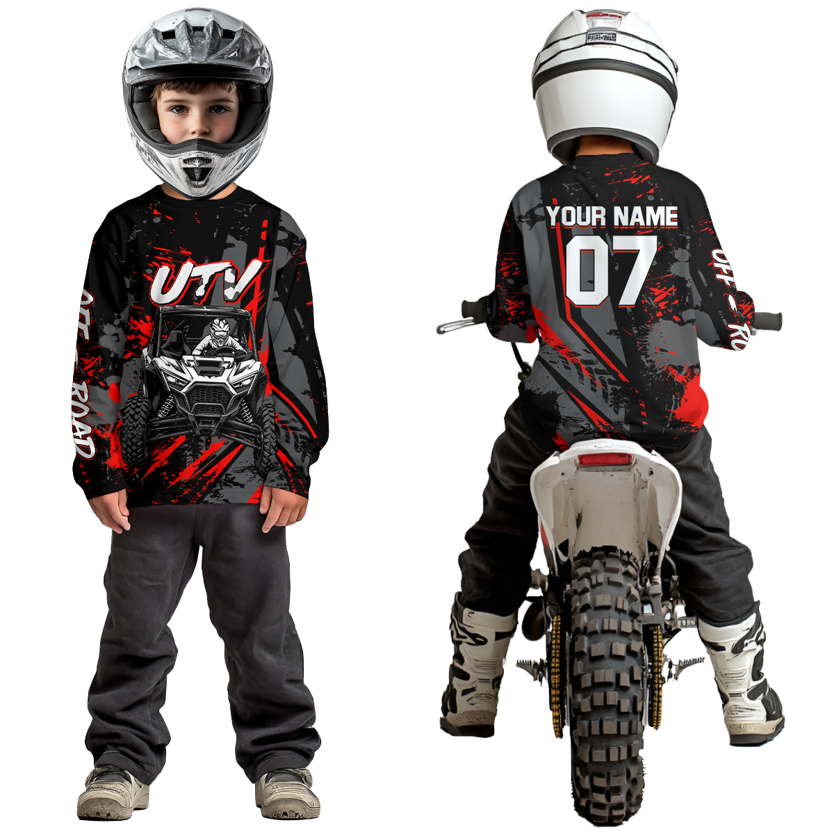 Custom Red UTV Off-Road Shirts Side by Side UTV Motocross Racing Shirt Men Women UPF30+ DNT94