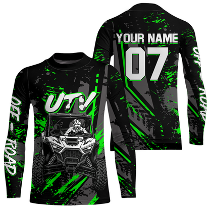 Custom Green UTV Off-Road Shirts Side by Side UTV Motocross Racing Shirt Men Women UPF30+ DNT94