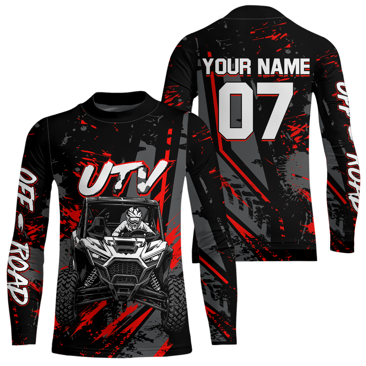 Custom Red UTV Off-Road Shirts Side by Side UTV Motocross Racing Shirt Men Women UPF30+ DNT94