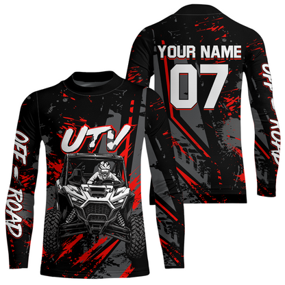 Custom Red UTV Off-Road Shirts Side by Side UTV Motocross Racing Shirt Men Women UPF30+ DNT94