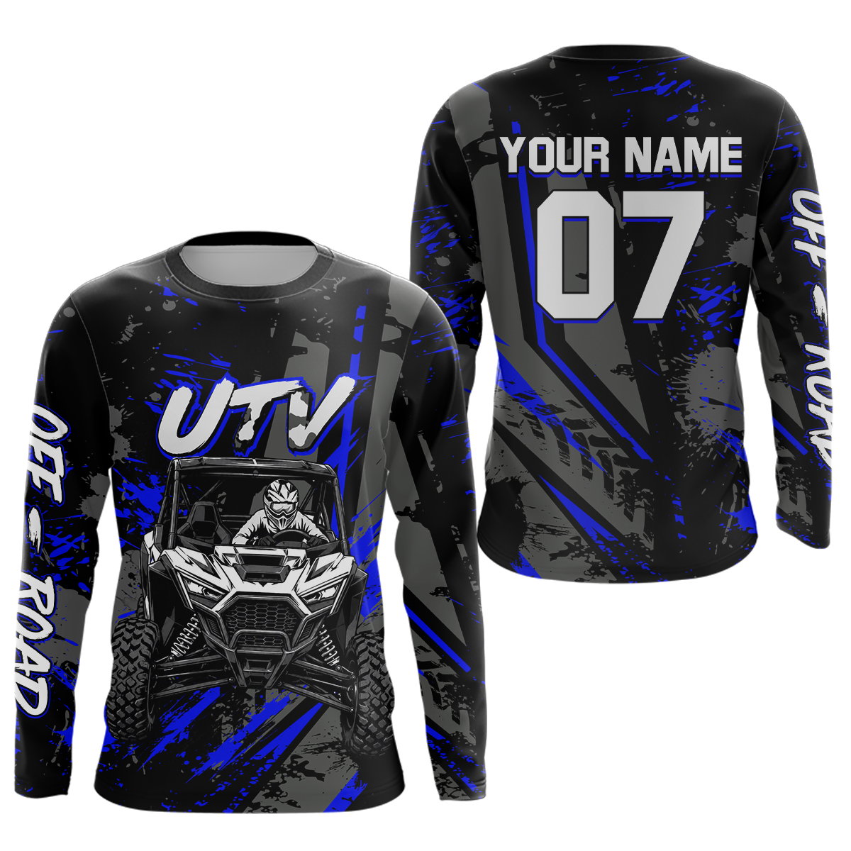 Custom Blue UTV Off-Road Shirts Side by Side UTV Motocross Racing Shirt Men Women UPF30+ DNT94