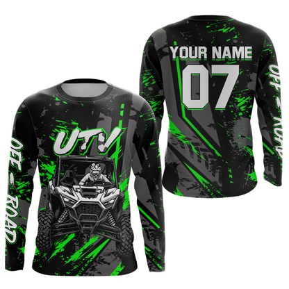 Custom Green UTV Off-Road Shirts Side by Side UTV Motocross Racing Shirt Men Women UPF30+ DNT94