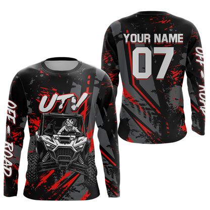 Custom Red UTV Off-Road Shirts Side by Side UTV Motocross Racing Shirt Men Women UPF30+ DNT94