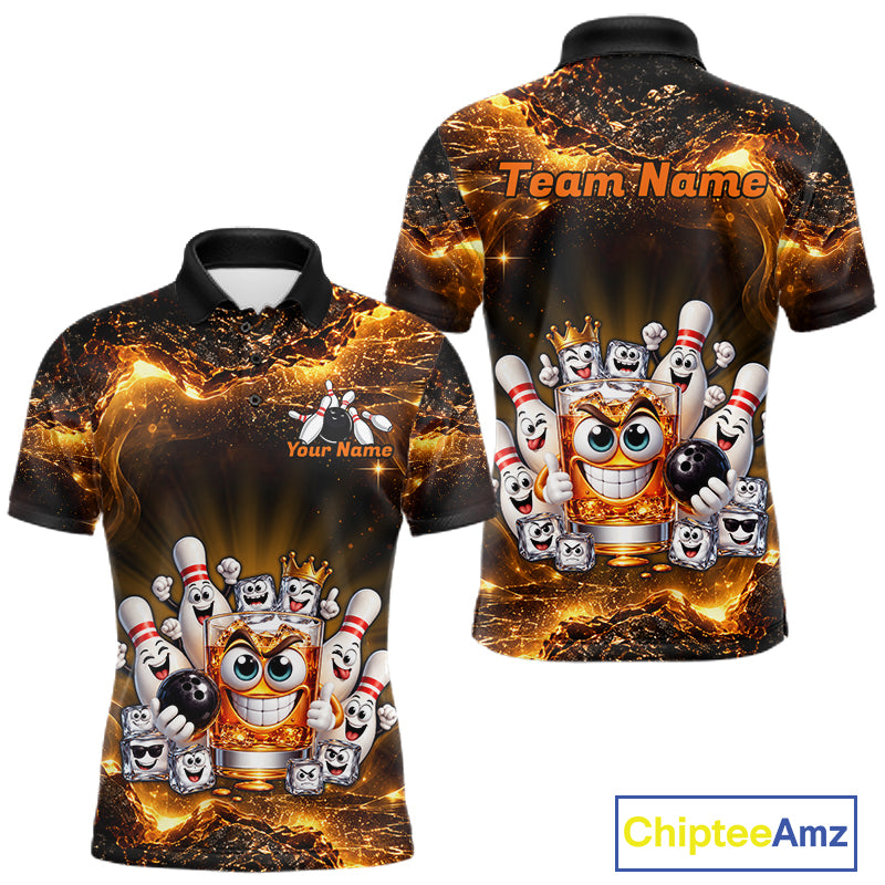 Custom Funny Whiskey Bowling Shirt for Men Bowling Team Jersey Bowling League Polo & 1/4 Zip HNT576