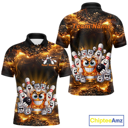 Custom Funny Whiskey Bowling Shirt for Men Bowling Team Jersey Bowling League Polo & 1/4 Zip HNT576