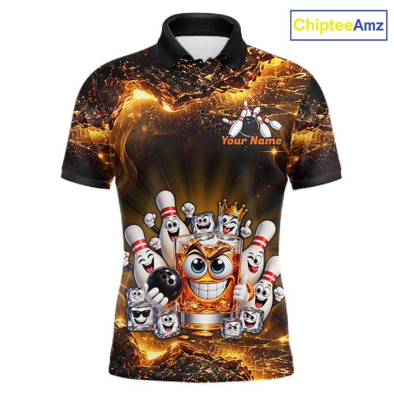Custom Funny Whiskey Bowling Shirt for Men Bowling Team Jersey Bowling League Polo & 1/4 Zip HNT576