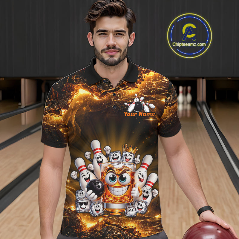 Custom Funny Whiskey Bowling Shirt for Men Bowling Team Jersey Bowling League Polo & 1/4 Zip HNT576
