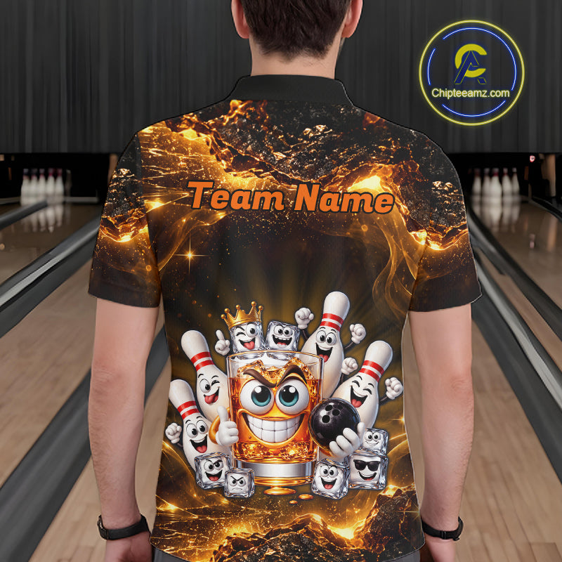 Custom Funny Whiskey Bowling Shirt for Men Bowling Team Jersey Bowling League Polo & 1/4 Zip HNT576