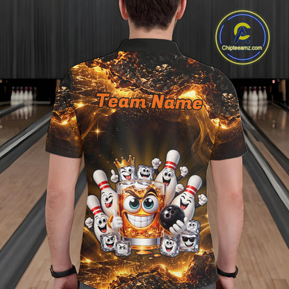 Custom Funny Whiskey Bowling Shirt for Men Bowling Team Jersey Bowling League Polo & 1/4 Zip HNT576