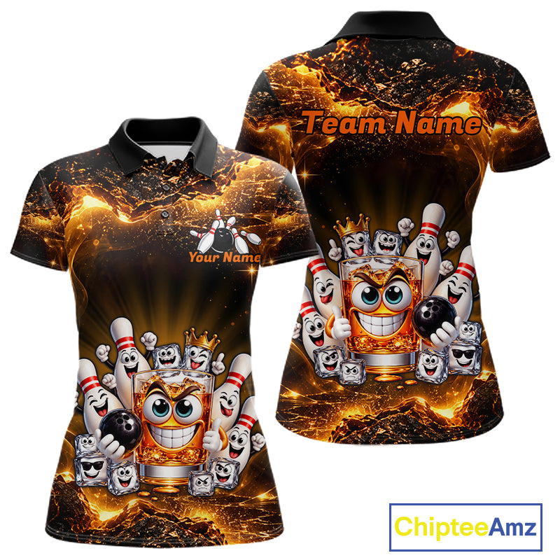Custom Funny Whiskey Bowling Shirt for Women Bowling Team Jersey Bowling League Polo & 1/4 Zip HNT576