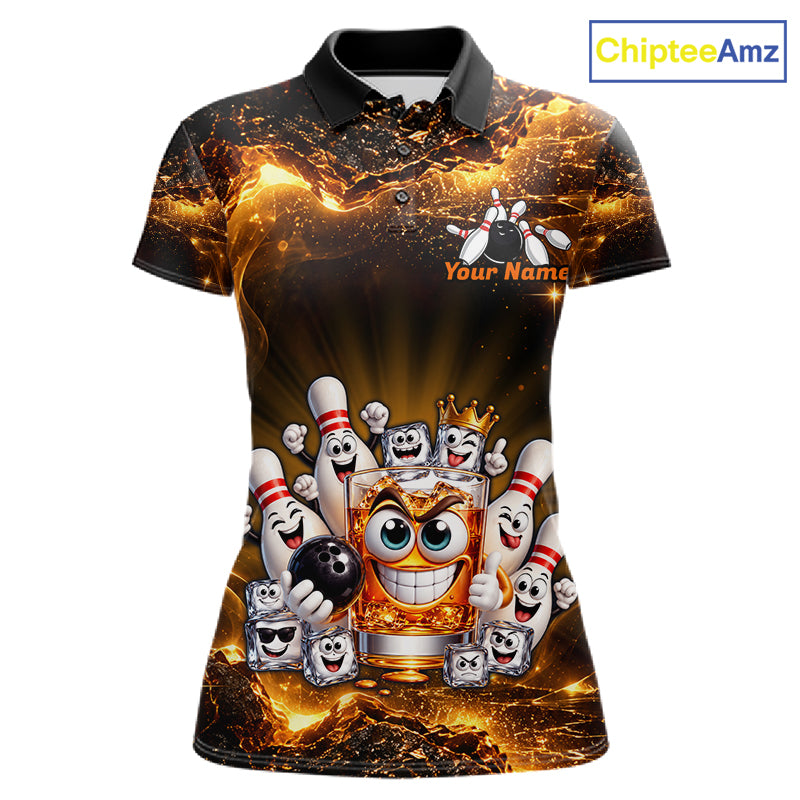 Custom Funny Whiskey Bowling Shirt for Women Bowling Team Jersey Bowling League Polo & 1/4 Zip HNT576