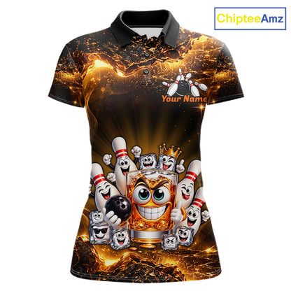 Custom Funny Whiskey Bowling Shirt for Women Bowling Team Jersey Bowling League Polo & 1/4 Zip HNT576