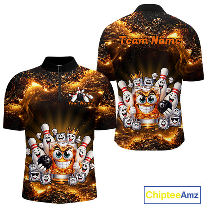 Custom Funny Whiskey Bowling Shirt for Men Bowling Team Jersey Bowling League Polo & 1/4 Zip HNT576