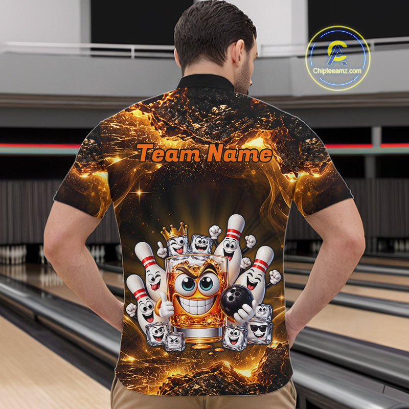 Custom Funny Whiskey Bowling Shirt for Men Bowling Team Jersey Bowling League Polo & 1/4 Zip HNT576