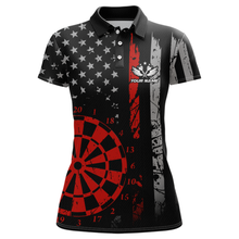 Load image into Gallery viewer, Custom Red US Flag Darts Shirt for Women Darts Team Jerseys Dart Tourament Polo &amp; 1/4 Zip NNT116
