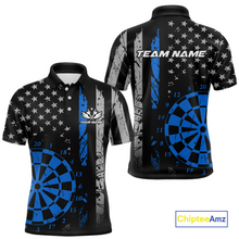 Load image into Gallery viewer, Custom Blue US Flag Darts Shirt for Men Darts Team Jerseys Dart Tourament Polo &amp; 1/4 Zip NNT116