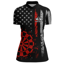 Load image into Gallery viewer, Custom Red US Flag Darts Shirt for Women Darts Team Jerseys Dart Tourament Polo &amp; 1/4 Zip NNT116